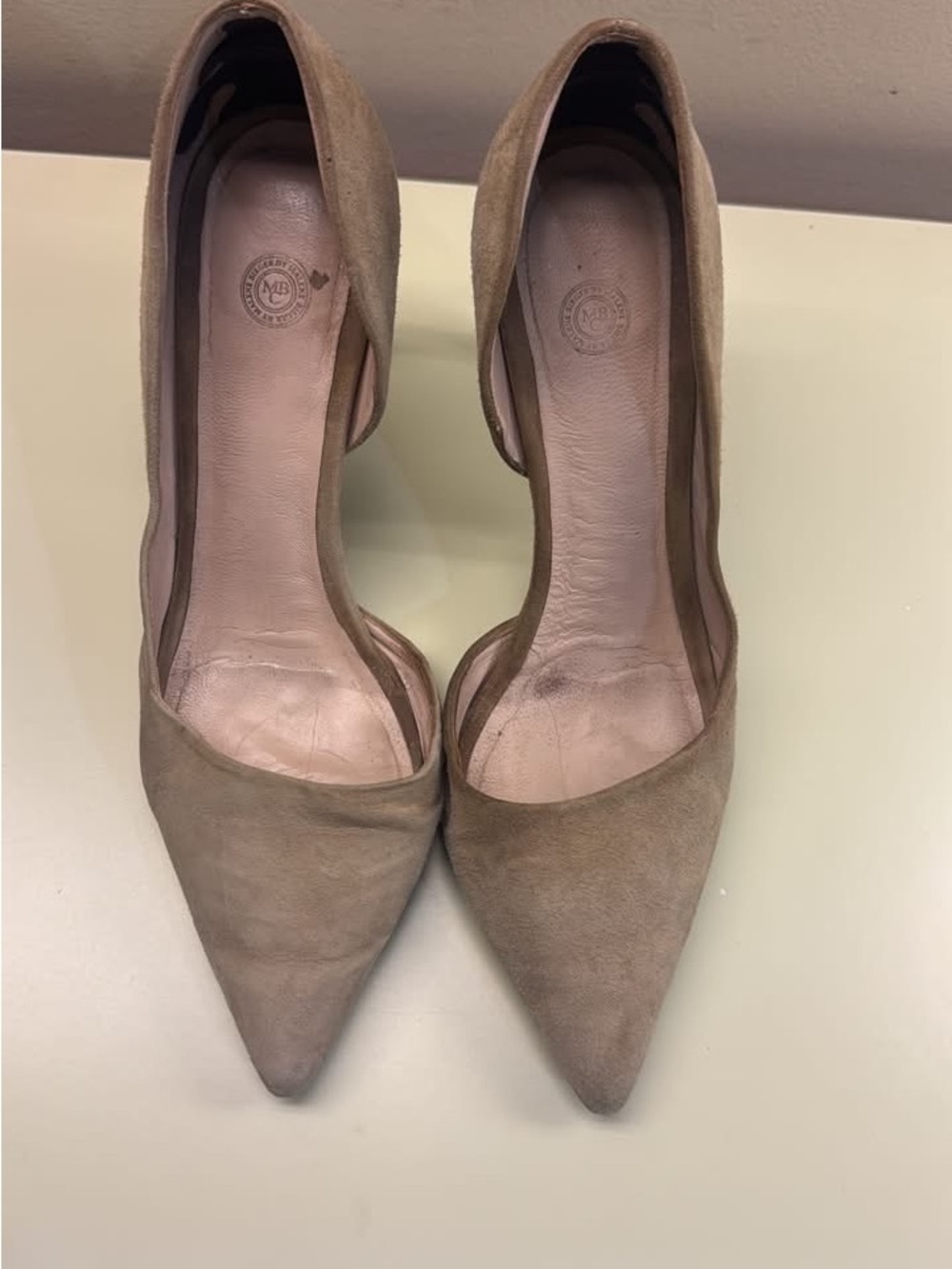 Malene Birger nude Women's Pointed Suede Heels in Taupe
